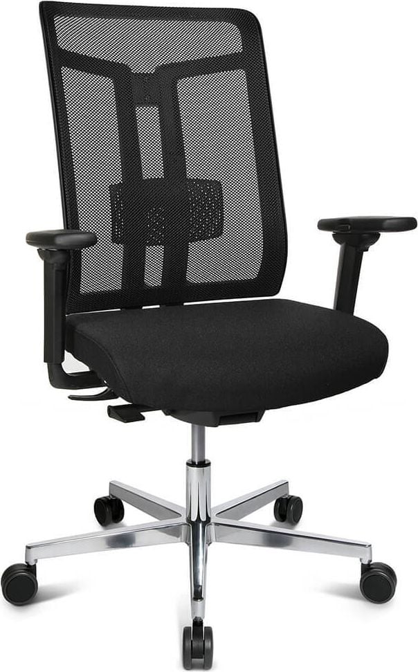 Bürodrehstuhl Wagner W7 Light, mit TW2 Armlehnen, Lordosenstütze,
Netzrückenlehne, Fußkreuz Aluminium poliert