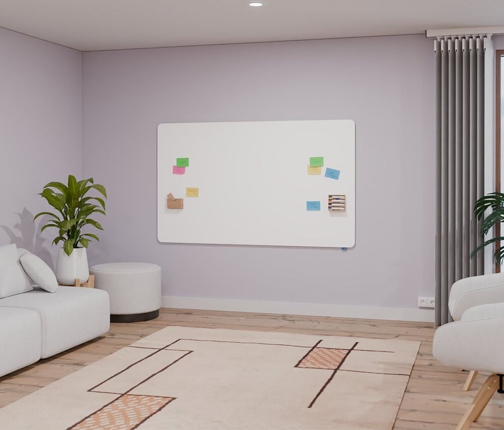 Whiteboard Legamaster ESSENCE 7-107043, 60x90cm, emailliert, trocken abwischbar, rahmenlos, abgerundete Ecken, Wandaufhängung, inkl. Zubehör, FSC, EU Ecolabel