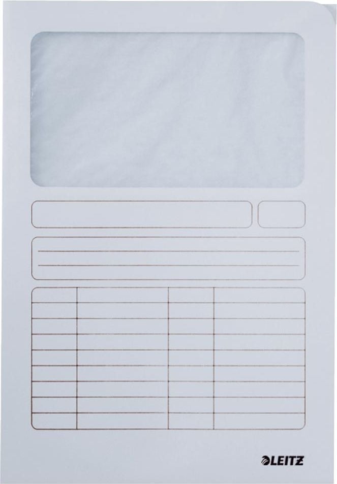 Sichtmappen Leitz 3950, A4, Karton (RC) 160 g/m², Sichtfenster aus
Pergamin, Linienaufdruck, weiß