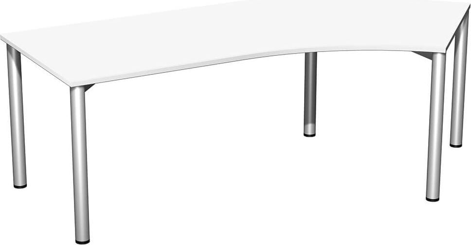 Winkelschreibtisch Geramöbel 4 Fuß Flex S-550316, 216,6x72x113cm (BxHxT), 135 Grad Winkel
rechts, 5-Fuß silber, weiß