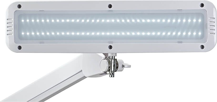 LED-Schreibtischleuchte MAULintro 8205802, 11 W, 72 LED (tageslichtweiß), 1449lm,
stufenlos dimmbar, Tischklemme, weiß