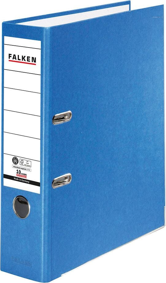 Ordner A4 Falken Recycolor 11285, 80mm, farbige RC-Pappe, A4, 8cm Rücken, Kraftpapierbezug, Blauer
Engel, FSC, blau