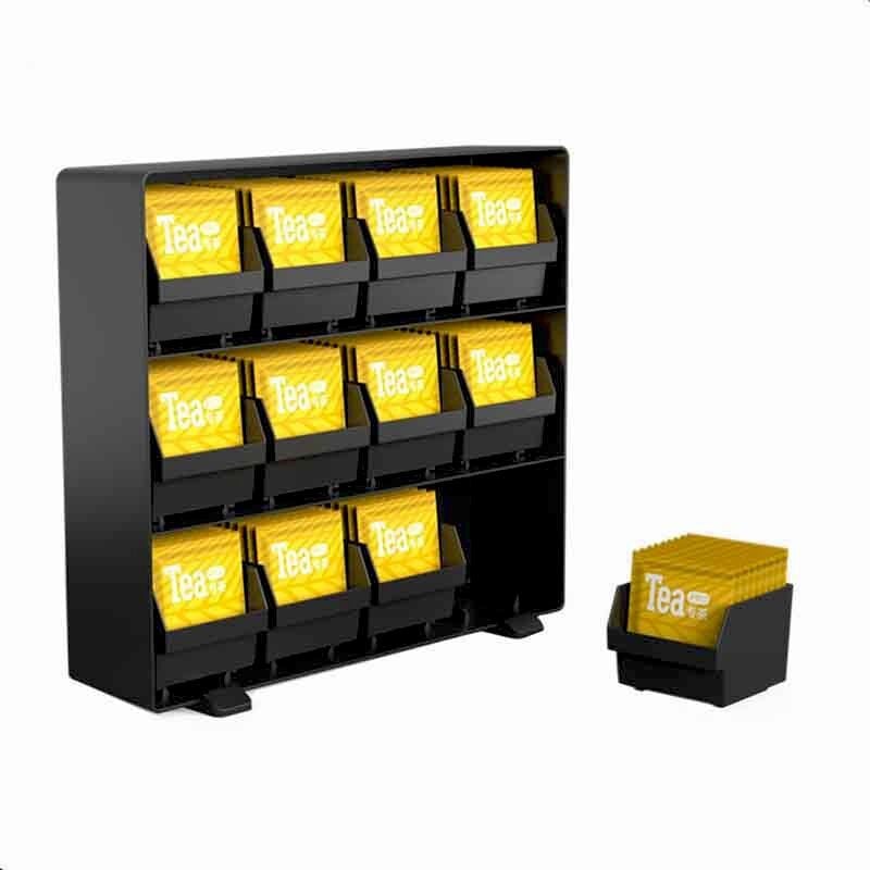 Teebeutel-Organizer deflecto DEFTBOC12, 12 herausnehmbare Schubfächer, stapelbar,
beliebig erweiterbar, Polystyrol, schwarz