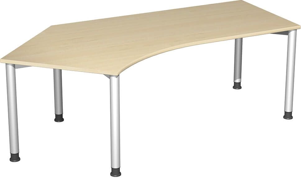 Winkelschreibtisch Geramöbel 4 Fuß Flex S-555315, 216,6x113cm (BxT), 68-80cm Höhe, 135 Grad
Winkel links, 5-Fuß silber, ahorn