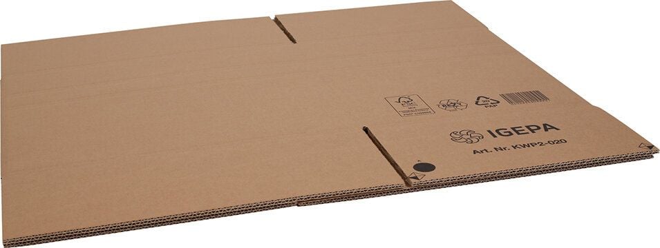 Versandkarton FEFCO 0201 KWP2-020, 430x310x335mm (LxBxH), braun, zwei
Höhenriller, Pack 20 Stück