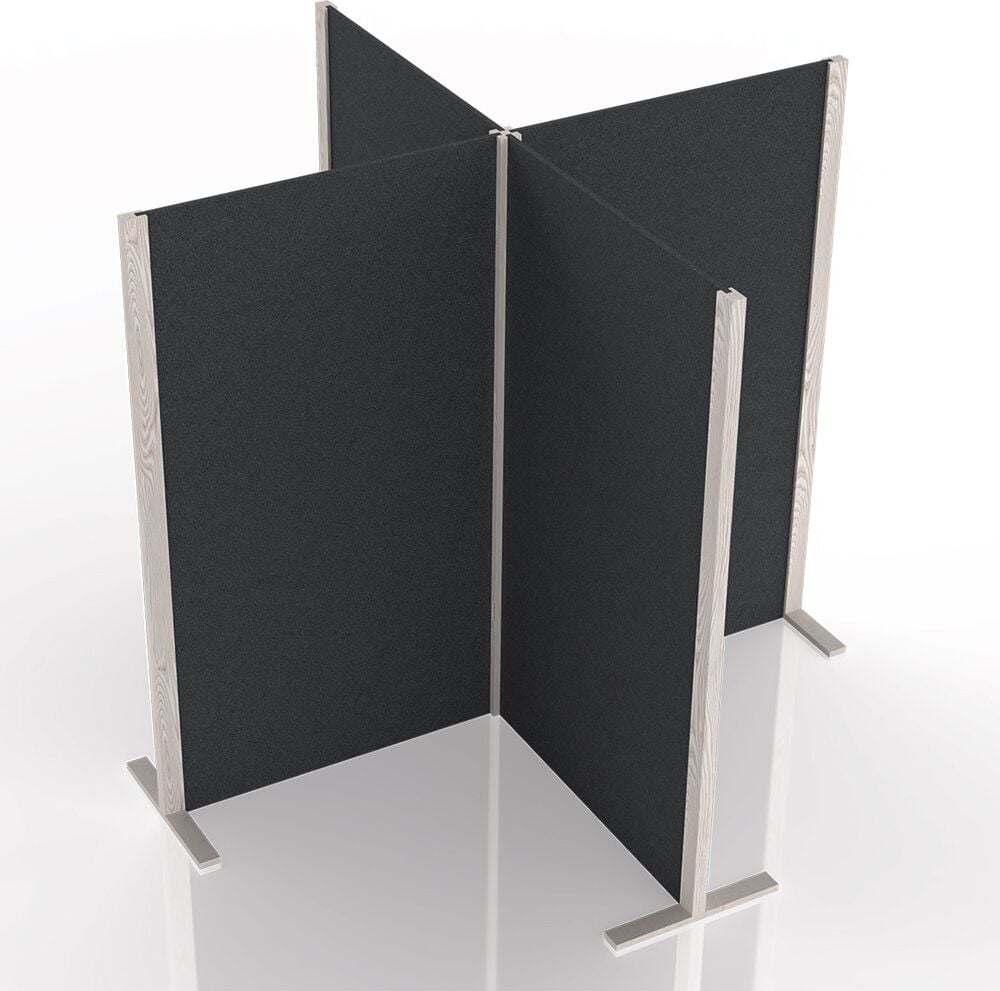 Stellwand Magnetoplan Akustik-Trennwand Wood Series Cube, 210x180cm, Pinboard, Akustik-Element aus Filz, flammhemmend, Schallreduktion, blau
