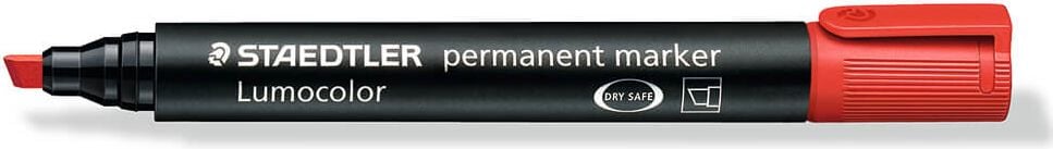 Permanentmarker Staedtler Lumocolor permanent marker 350, ca. 2-5mm, Keilspitze, rot