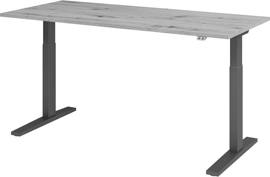 Hubschreibtisch Hammerbacher XMKA19, 180x80cm (BxT), 70-120cm Höhe, elektrisch
höhenverstellbar, rechteckig, C-Fuß graphit, asteiche