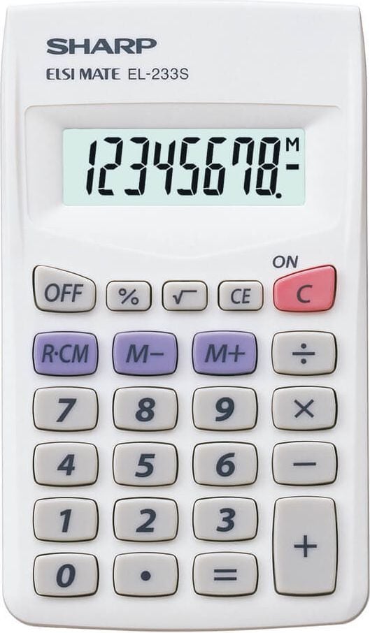 Taschenrechner Sharp EL-233S, 8-stelliges LC-Display, Batteriebetrieb