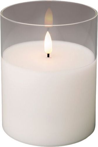 LED-Kerze LUMINEO, 10x12,5cm (DxH), im Glas, Wachs/Glas, mit
Timerfunktion, warmweiß, weiß