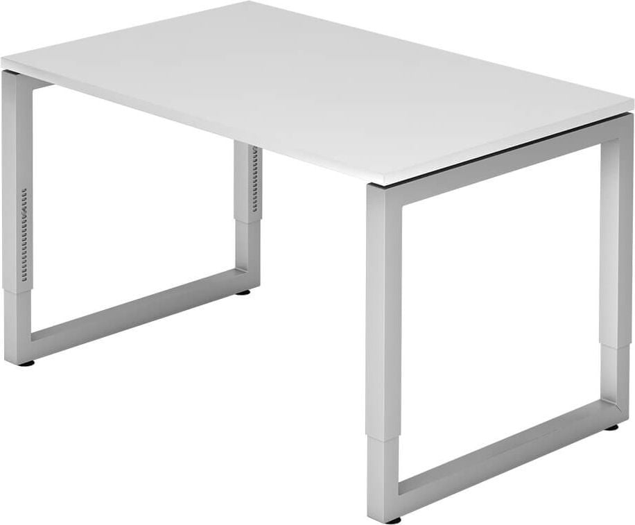 Schreibtisch Hammerbacher RS12, 120x80cm (BxT), 65-85cm Höhe, rechteckig,
O-Fußgestell eckig, weiß