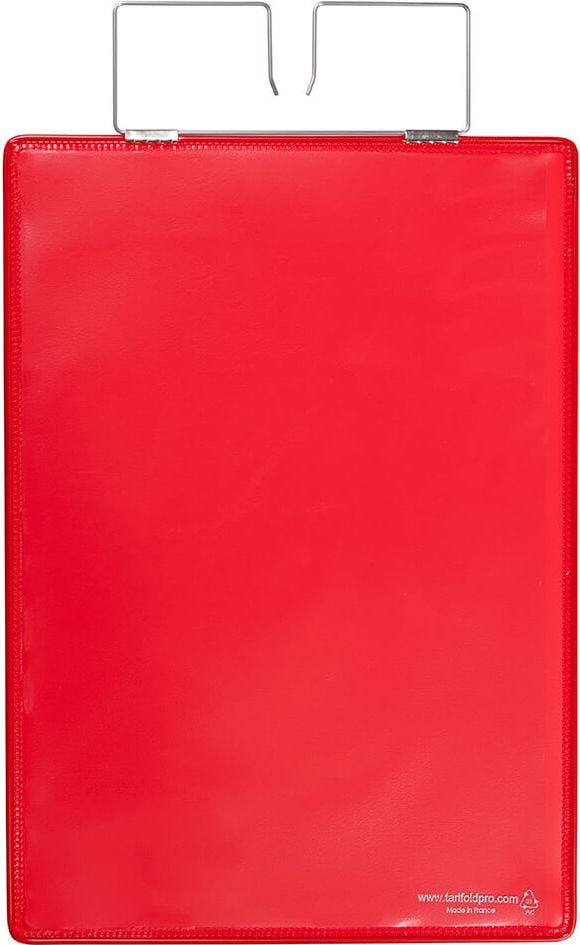 Gitterboxtaschen tarifold Kennzeichnungshülle 16500, A4 hoch, Drahtbügel, PVC verstärkt,
Pack 10 Stück, rot