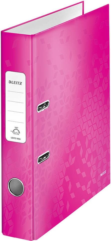 Ordner A4 Leitz WOW 1006, 52mm, laminierte Pappe, A4, 5,2cm Rücken, laminiertes Papier,
WOW-Farben, pink