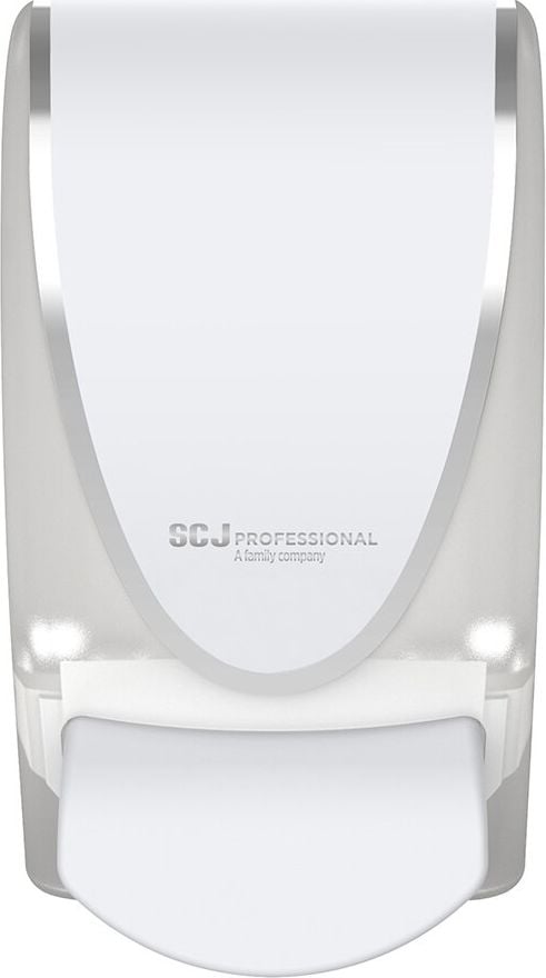 Seifenspender SC Johnson Professional QUICK-VIEW transparent, für 1 Liter Kartuschen, Kunststoff,
Druckknopf, BioCote-geschützte Taste,
Sichtfenster, weiß
