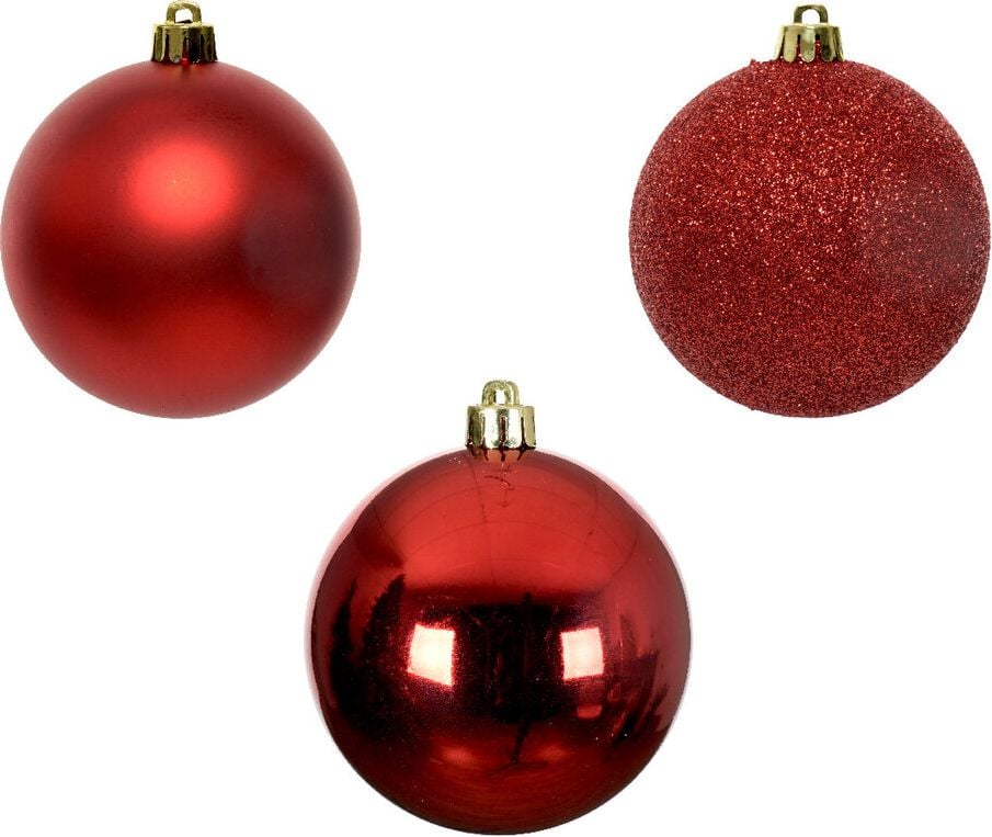 Weihnachtskugeln DECORIS, 6cm Durchmesser, Polystyrol, Pack 10 Stück, rot