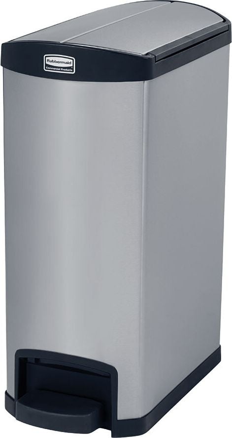 Tret-Abfallsammler Rubbermaid Slim Jim 1901993, 50 Liter, Pedal an der Schmalseite,
Edelstahl, schwarz