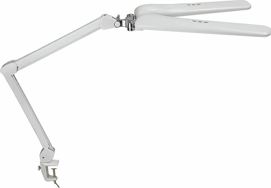 LED-Schreibtischleuchte MAULcraft duo 8205402, 22 W, 90 LED (tageslichtweiß), 1721lm,
stufenlos dimmbar, zwei Leuchtenköpfen,
Tischklemme, weiß