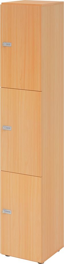 Schließfachschrank Hammerbacher V264L3 ZS, 40 x 42 x 215,6 cm (BxTxH), 6 Ordnerhöhen, mit Zahlenschloss, 3 Fächer, buche