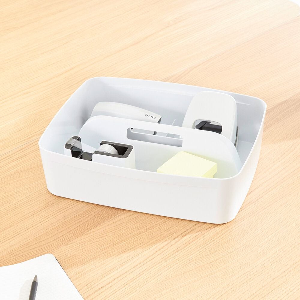 Aufbewahrungseinsatz Leitz MyBox groß 5322, 307x101x375mm, mit Einsatz und Griff, weiß, weiß
