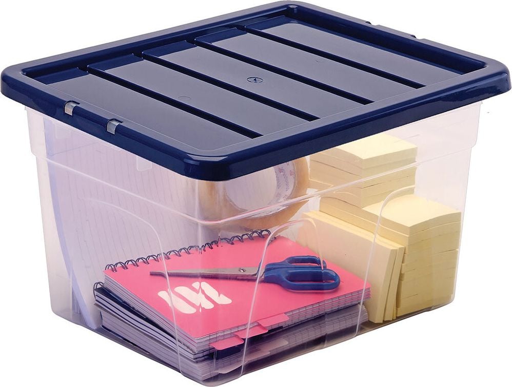 Aufbewahrungsboxen Bankers Box Plastic Storage 100135771, 22 Liter, 100% BPA-freiem Polypropylen, mit Deckel, transparent