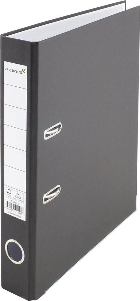Ordner A4 a-series, 50mm, RC-Pappe, A4, 5cm Rücken, farbiger Kraftpapierbezug,
FSC, schwarz