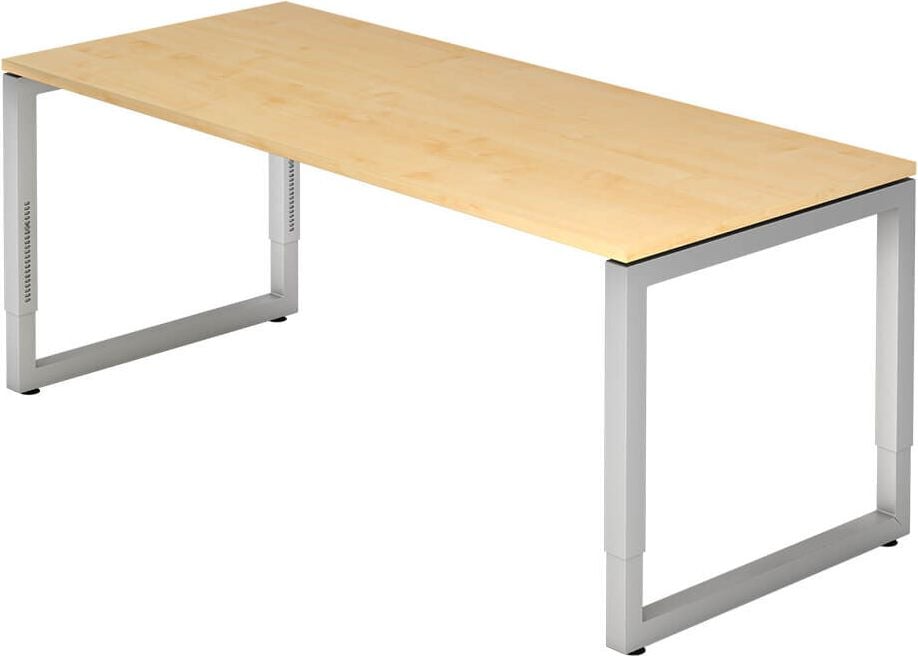 Schreibtisch Hammerbacher RS19, 180x80cm (BxT), 65-85cm Höhe, rechteckig,
O-Fußgestell eckig, ahorn