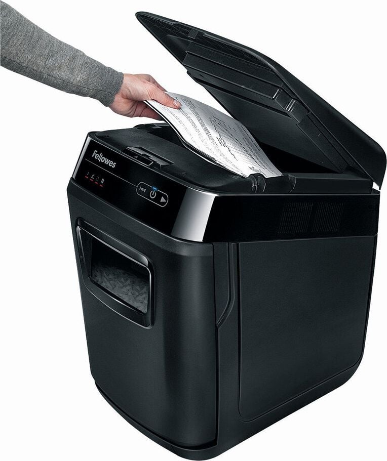 Aktenvernichter Fellowes AutoMax 200C 4653601, 4x38mm Partikelschnitt, ca. 200 Blatt, 32 Liter Behälter