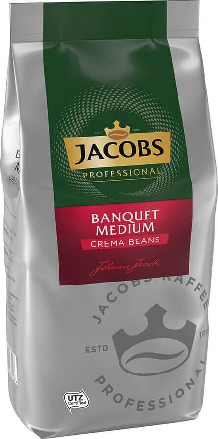 Kaffee Jacobs Banquet Medium Cafe Crema, ganze Bohnen, ungemahlen, 1 kg, Intensität 7/12