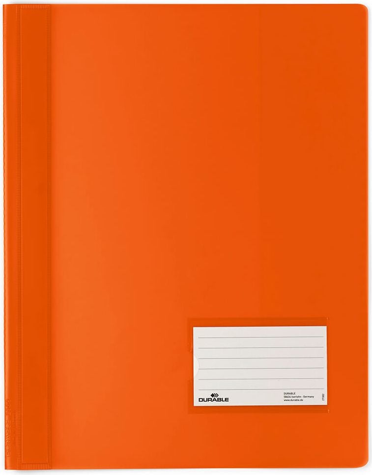 Schnellhefter Durable DURALUX A4 Überbreite 2680, Hartfolie, farbiger Vorder- und Rückdeckel,
Innentasche, orange