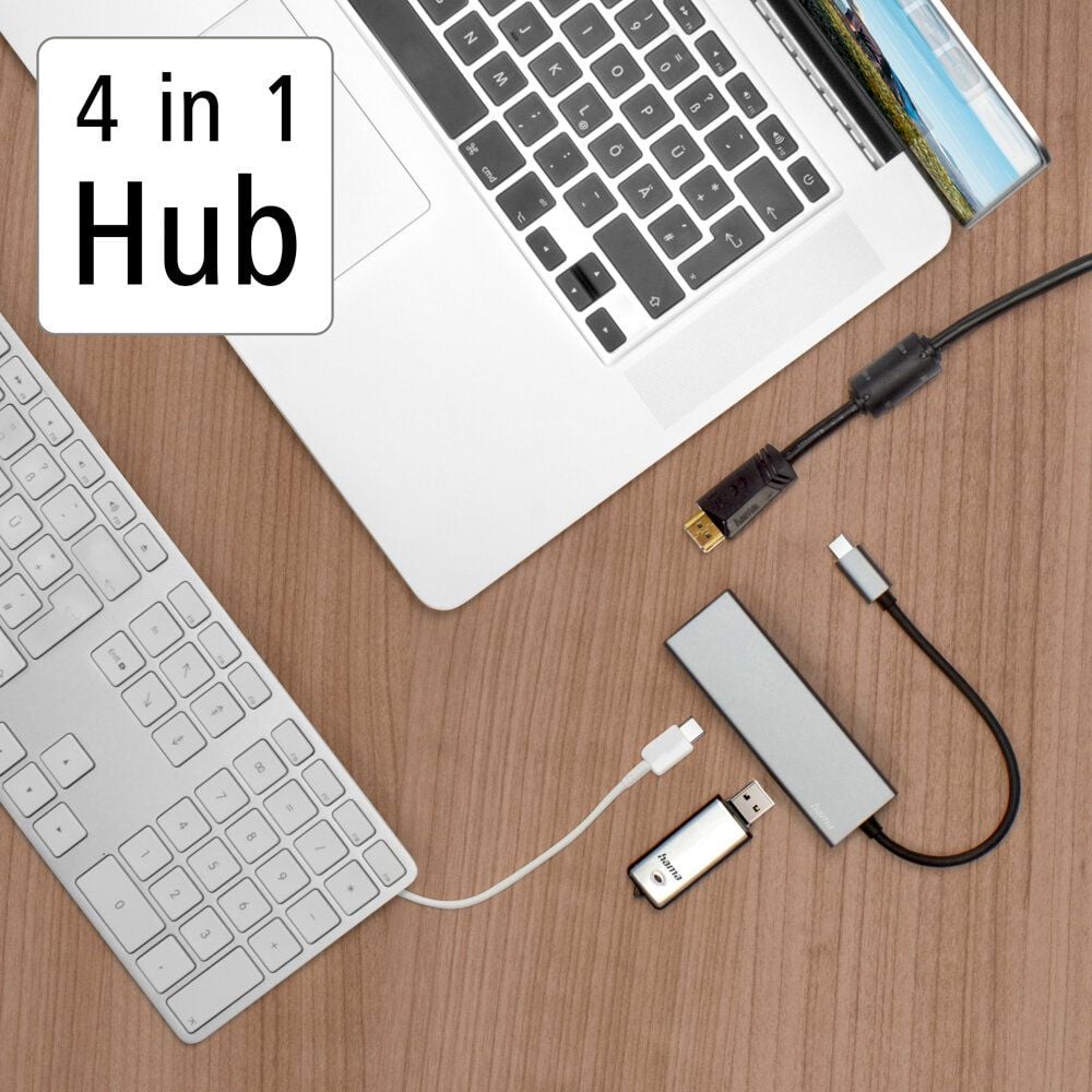 USB-C-Hub Hama Multiport 00200107, USB 3.2 Gen1, 4 Ports, 2x USB-A, USB-C, HDMI, anthrazit