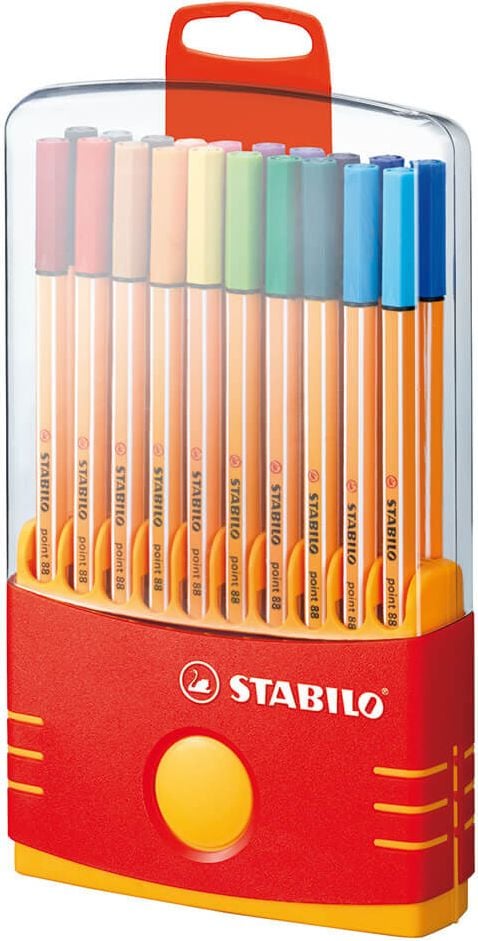 Fineliner STABILO point 88 ColorParade 8820-031, ca. 0,4mm, Etui mit Aufhängelasche mit 20
Farben