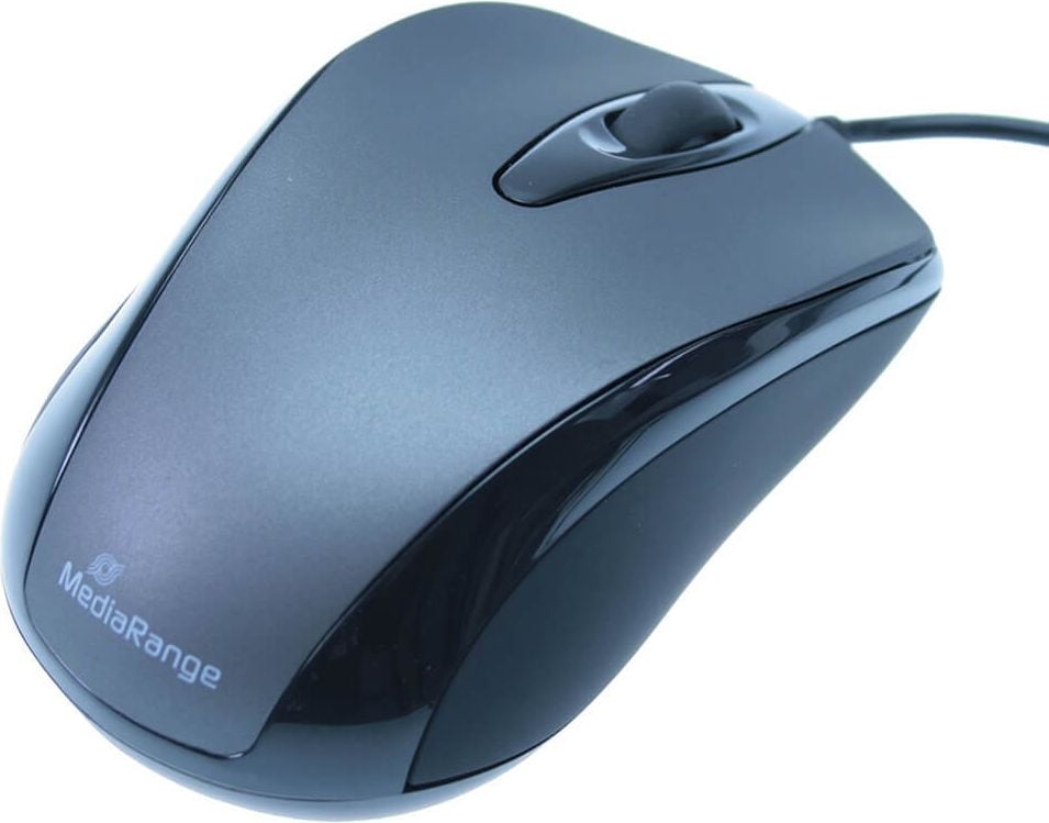 Maus MediaRange MROS201, USB, 3 Tasten, optischer Sensor,
kabelgebunden, schwarz/grau