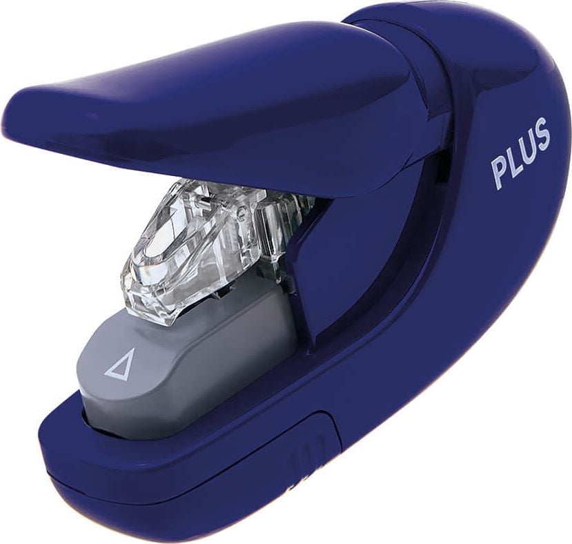 Heftgerät PLUS Japan SL-106AB, bis 5 Blatt, Einlegetiefe: ca. 20mm,
klammerlos, blau