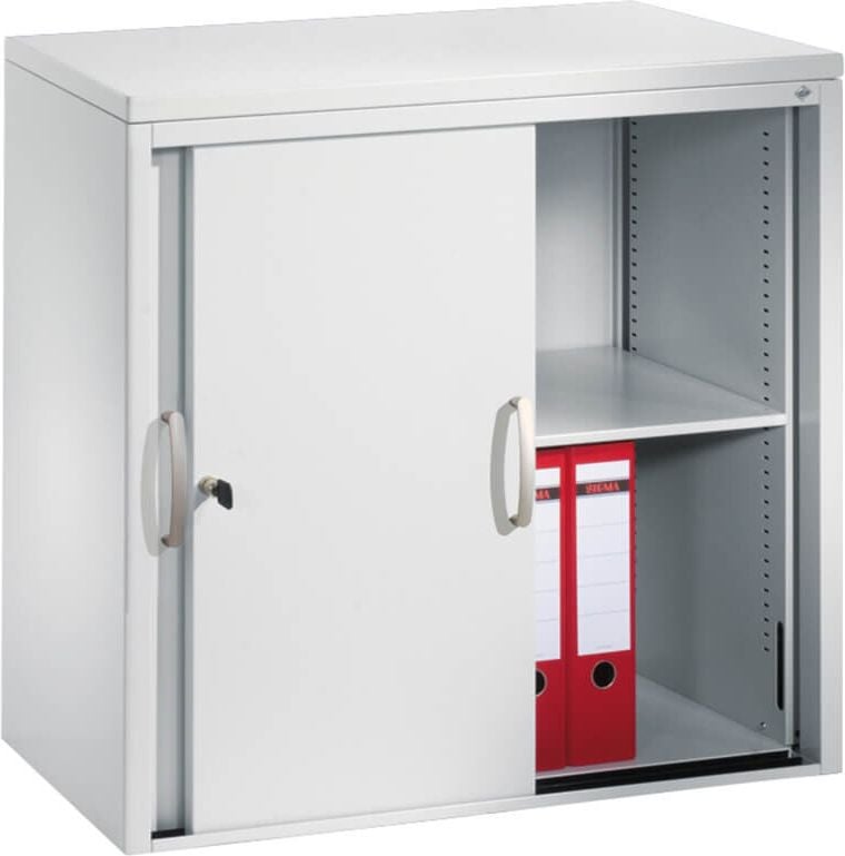 Aktenschrank CP C 2000 Acurado 5722-00, 80x72x40cm (BxHxT), 2 Schiebetüren,
1 Fachboden, 2 Ordnerhöhen, hellgrau