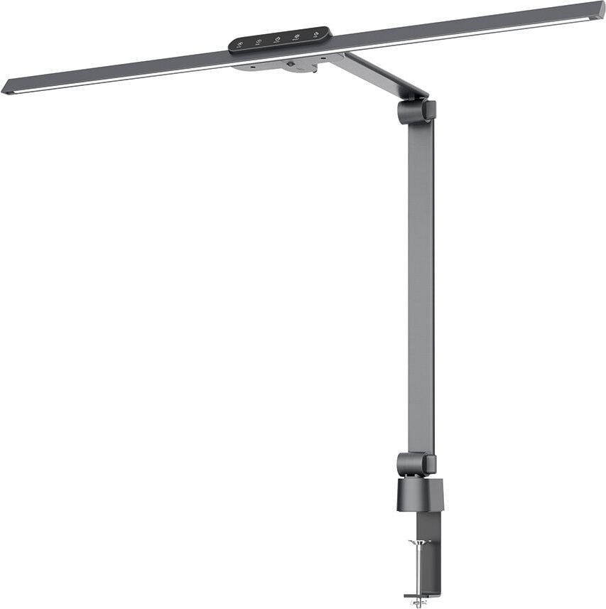LED-Schreibtischleuchten Hansa Flow 41-5011.201, 18 W LED (warmweiß-tageslichtweiß), 1000lm, 5 Farbtemperaturen, stufenlos dimmbar, Tischklemme, anthrazit, schwarz