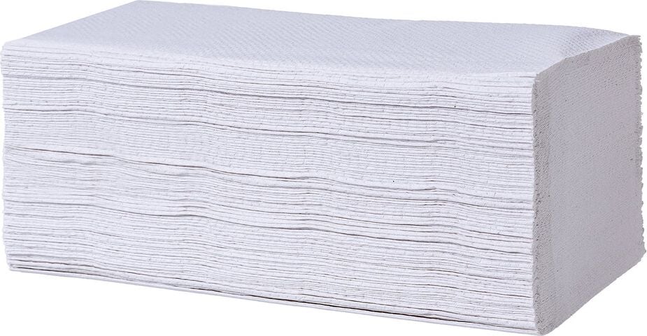 Papierhandtücher Huchtemeier Papier V2-3200-RC65, V-Falzung, 100% Recycling, weiß, 2-lagig, Standardprägung, Pack 3.200 Stück