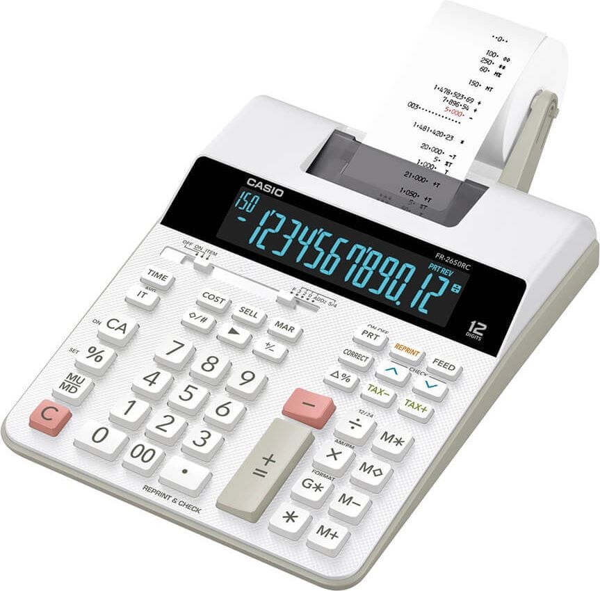 Tischrechner Casio FR-2650RC, druckend, 12-stelliges Display, Netzbetrieb