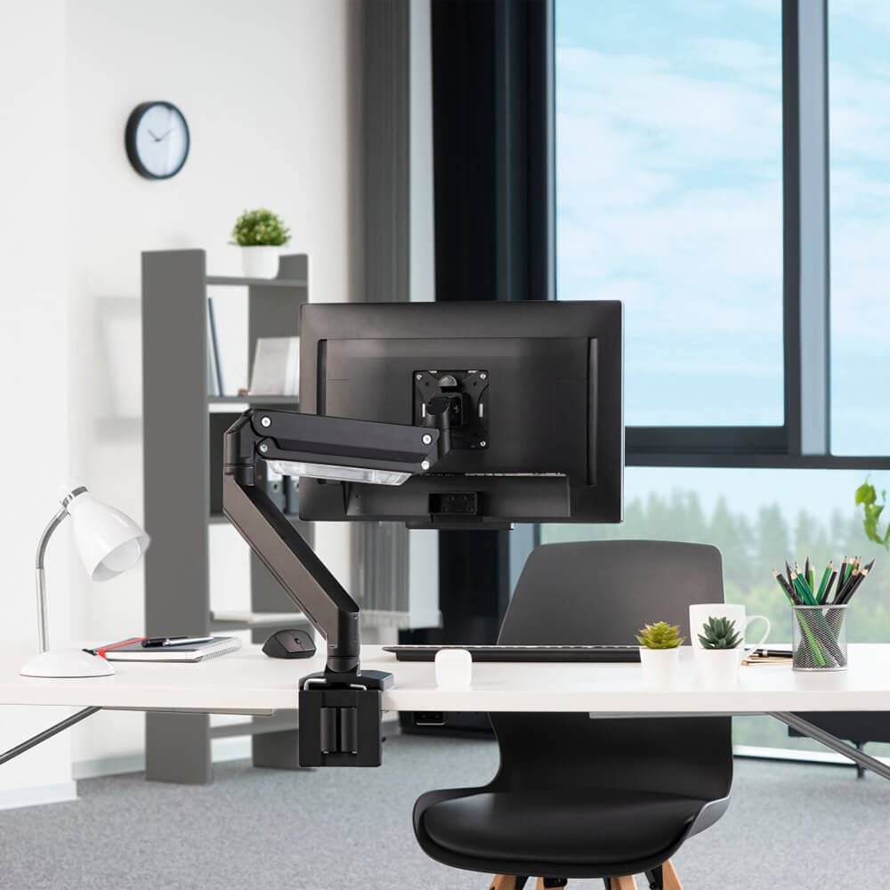 Monitorhalter Hama FULLMOTION Einzelarm 118497, 1 Arm, Tragfähigkeit bis zu 15 kg,
Schwenkarm, höhen- und tiefenverstellbar,
Klemmhalterung, schwarz