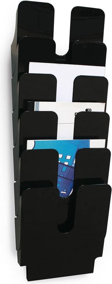 Wandprospekthalter Durable Flexiplus 6 A4 1700008, 6x A4 hoch, 6 Fächer (Set aus 6 Stück), schwarz