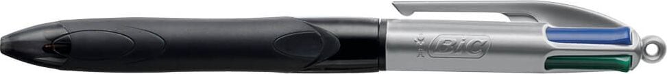 Vierfarbkugelschreiber BIC 4 Colours Grip Pro 8922931, Schreibfarben: blau, schwarz, grün und rot, nachfüllbar, Schaft: schwarz/grau