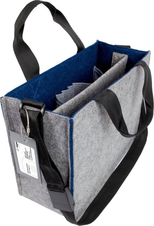 Aufbewahrungstasche Sigel Desk Sharing Bag Bicolor M BA424, für Laptops bis 15,4 Zoll, 100% recycelter PET-Filz, 2 Fächer, 5 separate Einsteckfächer, grau/dunkelblau