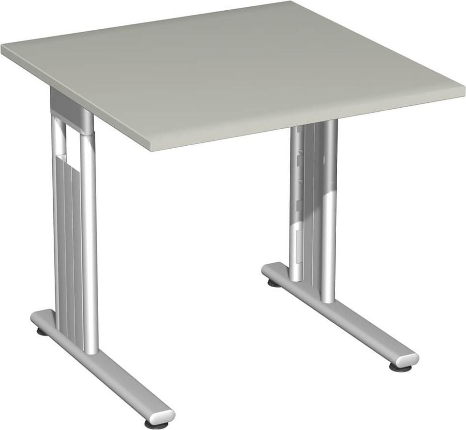Schreibtisch Geramöbel C Fuß Flex S-618101, 80x72x80cm (BxHxT), quadratisch, C-Fuß silber, hellgrau