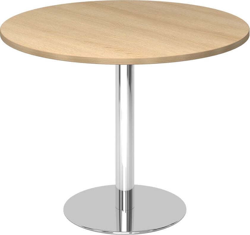 Besprechungstisch Hammerbacher STF10, 100cm Durchm, 75,5cm Höhe,
Chromsäule, eiche