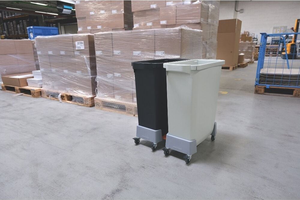 Abfallfahrwagen Durable 60LrPP, 4 Lenkrollen, rechteckig, belastbar bis 80kg