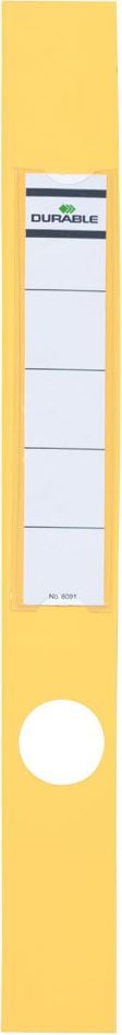 Rückenschilder Durable Ordofix 8091, schmal/lang, mit Einsteckschild, Pack 10 Stück, gelb