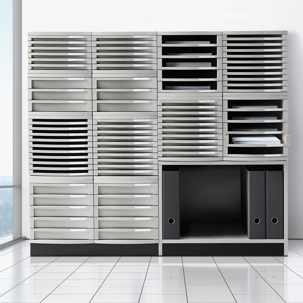 Schubladenbox HAN CONTUR 1510, für A4, 10 geschlossene Schubladen,
Polystyrol, hellgrau