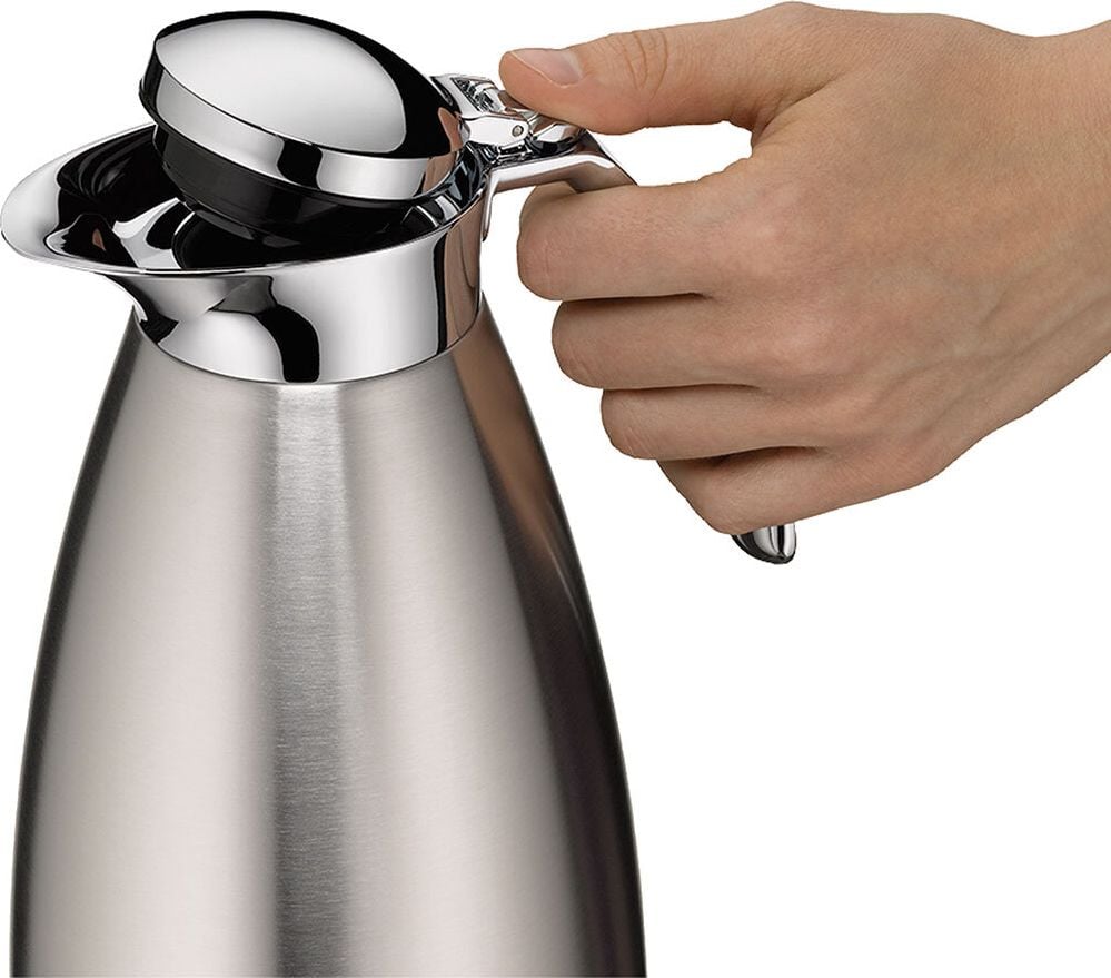 Isolierkanne alfi Gusto TT 3527205100, Inhalt: 1 Liter, Edelstahl, mattiert, Klappdeckelverschluss, silber