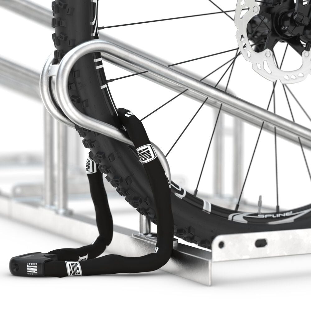 Fahrradständer WSM Bügelparker 2058, verzinkt, selbststehend, 53,8cm lang, für 8
Fahrräder, bis zu 55mm Reifenbreite,
Reihenverbindung möglich
