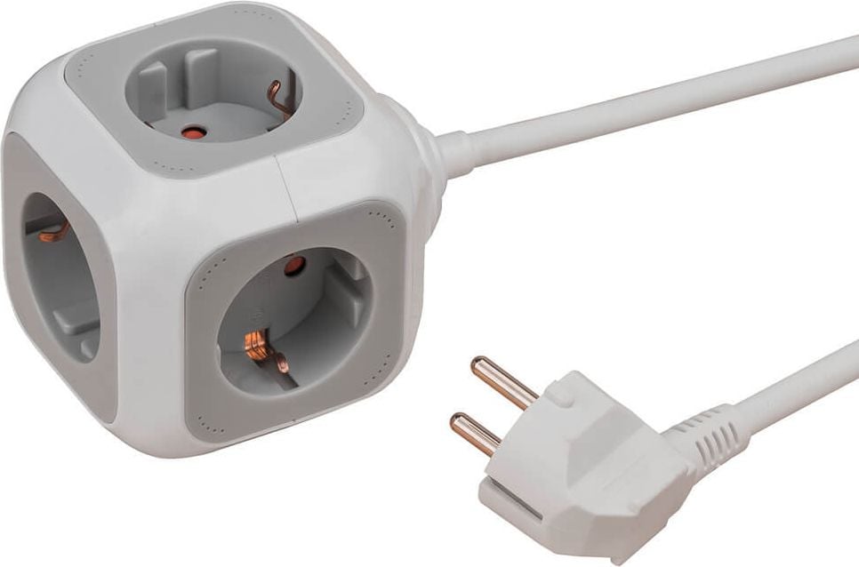 Steckdosenwürfel Brennenstuhl ALEA-Power 4-fach 1150090, 90 Grad-Anordnung, Kabellänge 1,4m,
Winkelstecker, weiß/lichtgrau