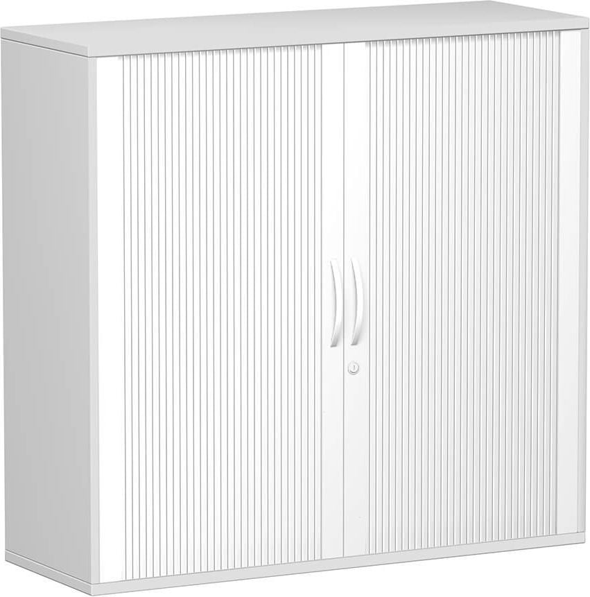 Aktenschrank Geramöbel Flex S-312310, 120x118,2x42,5cm (BxHxT), 2 Querrolläden, 2
Fachböden, 3 Ordnerhöhen, Bogengriff,
abschließbar, hellgrau
